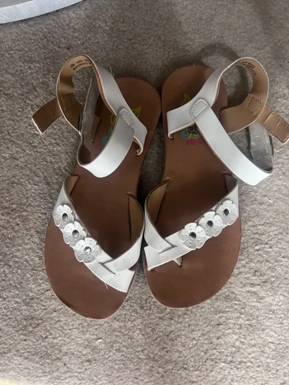 Rachel Shoes White Floral Ankle-Strap Girls' Sandals